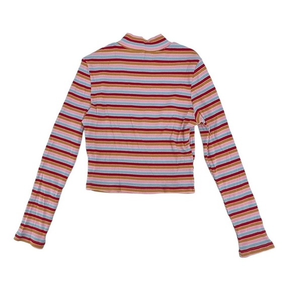 SHEIN Long Sleeve Multi Striped Mock Turtleneck Shirt Size XL Women’s - Picture 3 of 5